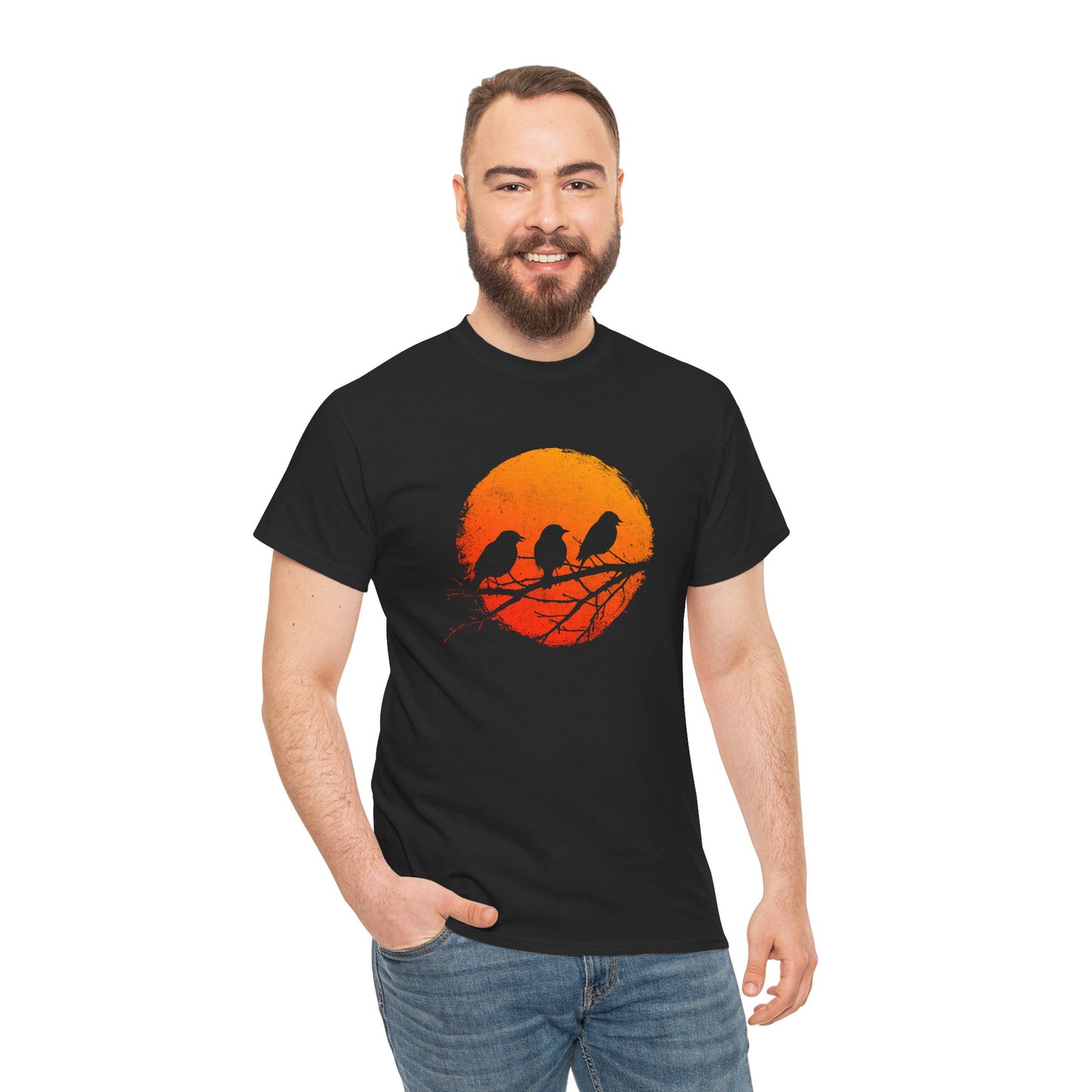 Unisex T-shirt Birds in the Sun in Orange