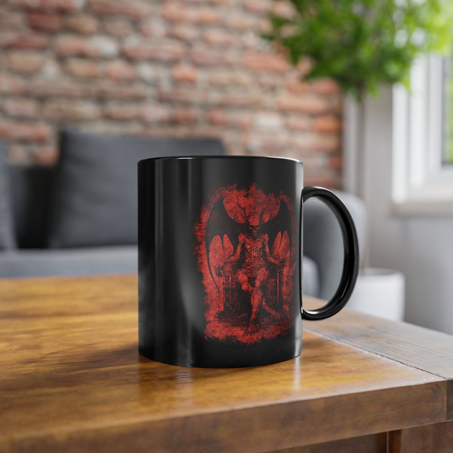 Mug Devil on his Throne in Hell in Red