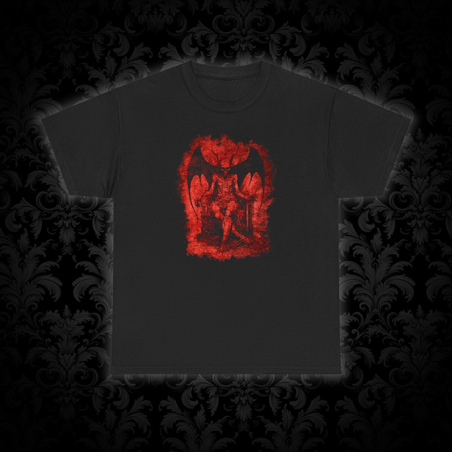 Unisex T-shirt Devil on his Throne in Red