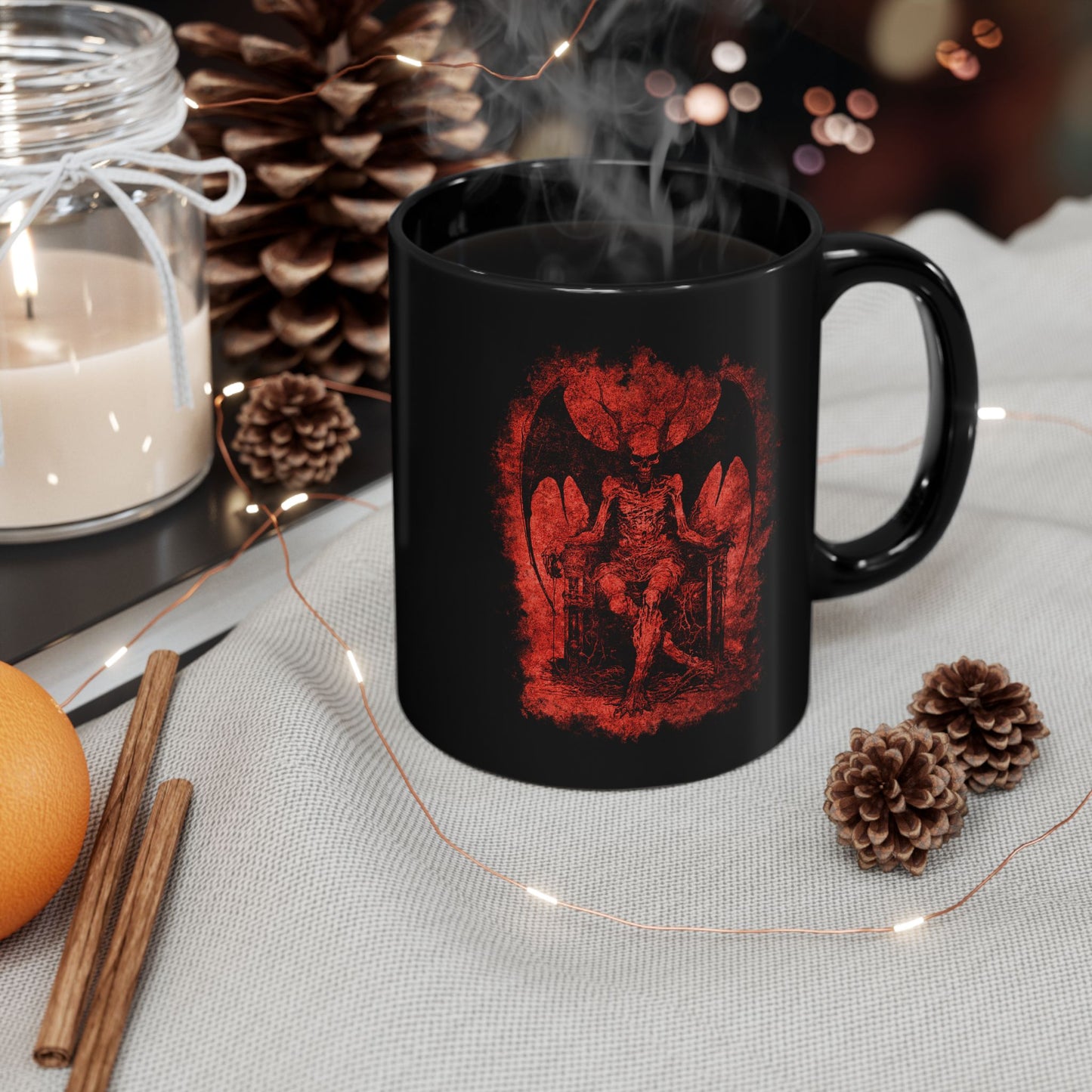 Mug Devil on his Throne in Hell in Red