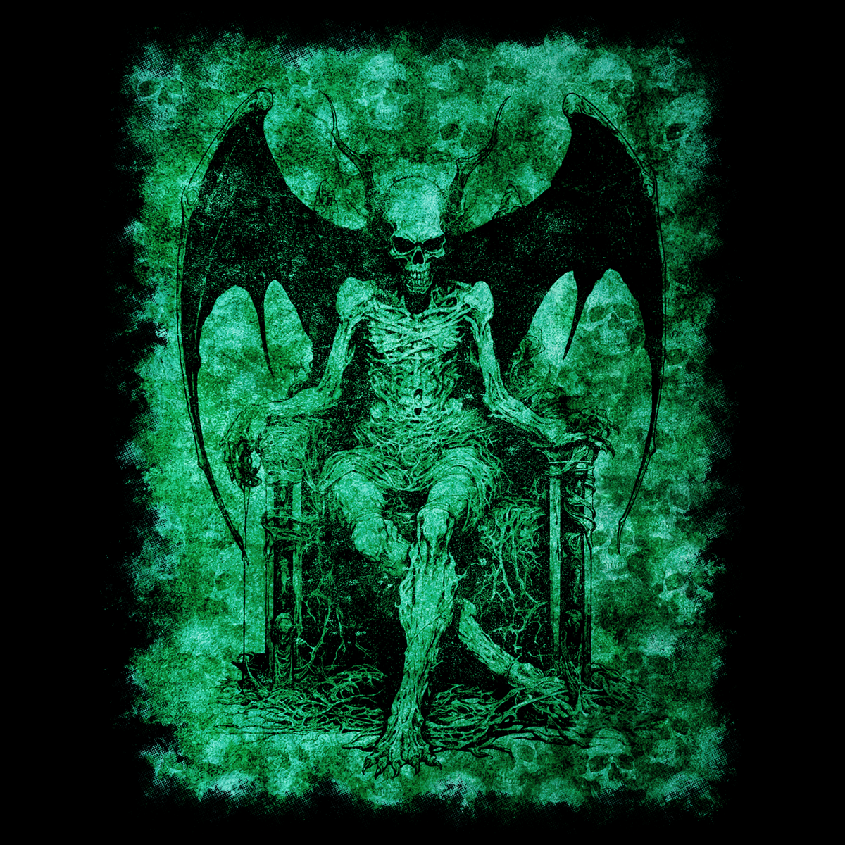 Tote Bag Devil on his Throne in Green
