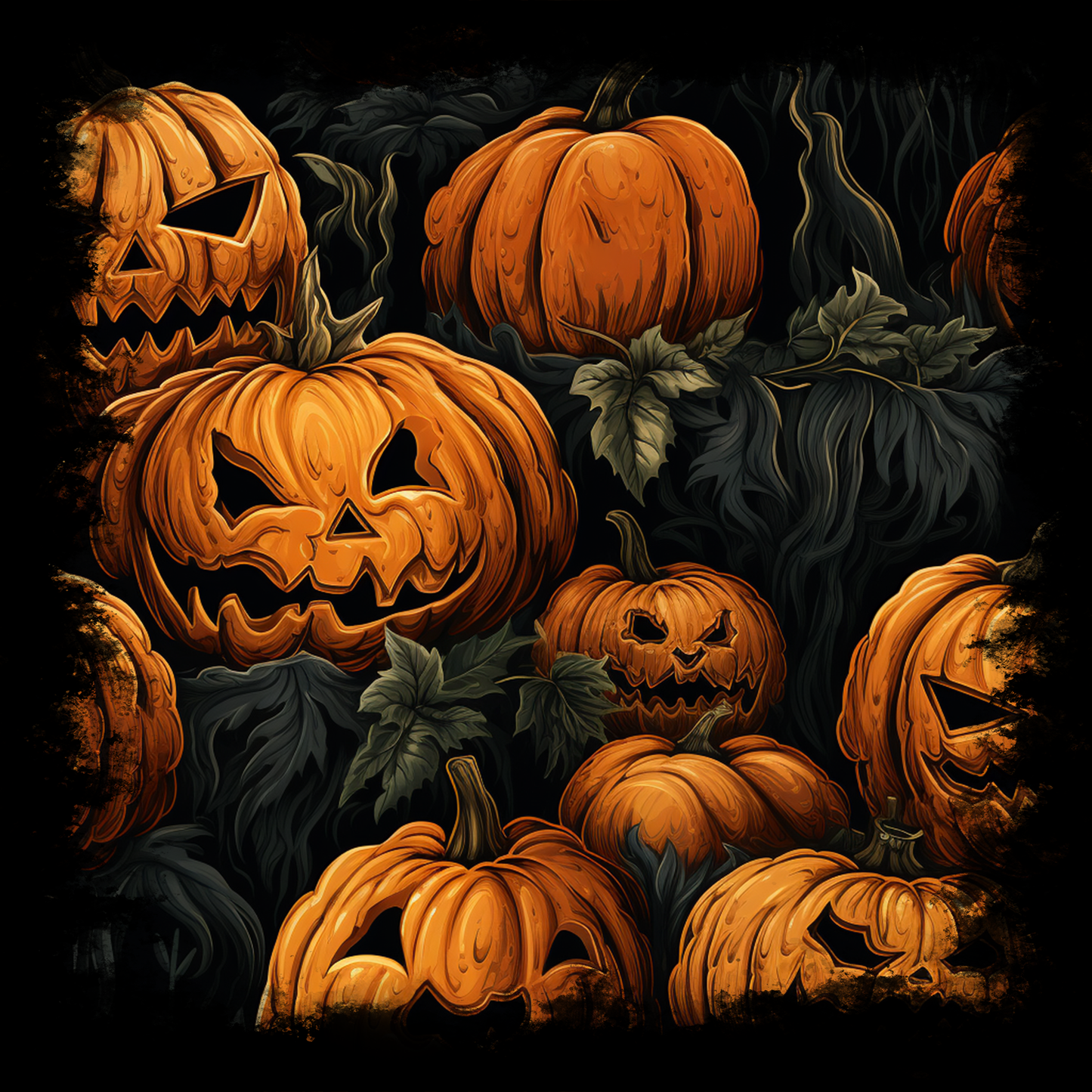 Cushions Spooky Halloween Pumpkin Field