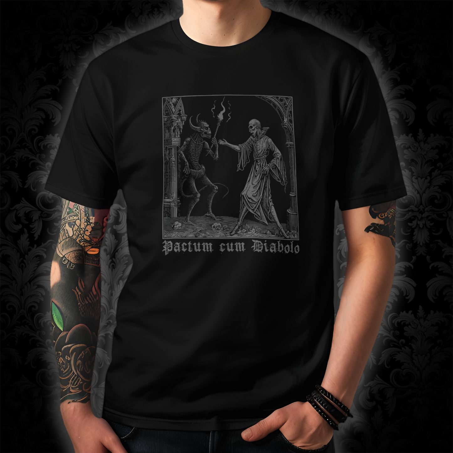 Unisex T-shirt Pactum cum Diabolo in Grey
