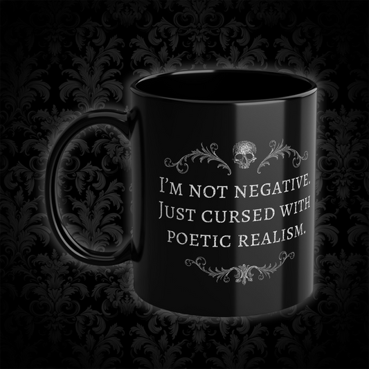 Mug Cursed with poetic realism in White