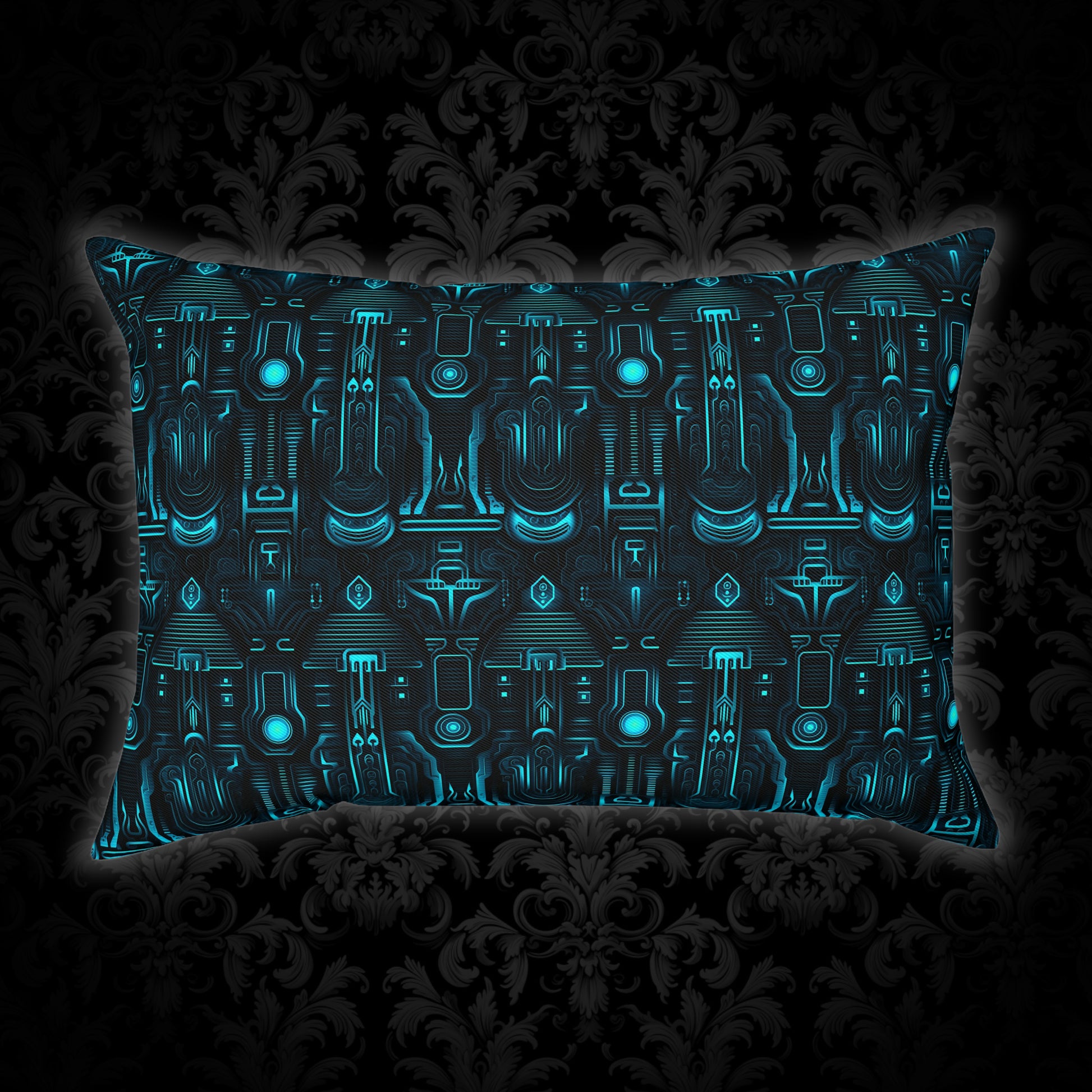 Cushions Dark Alien Structures in Blue - Frogos Design