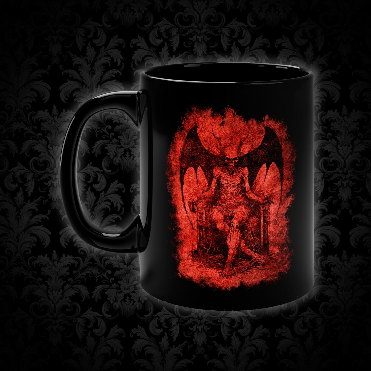 Mug Devil on his Throne in Hell in Red