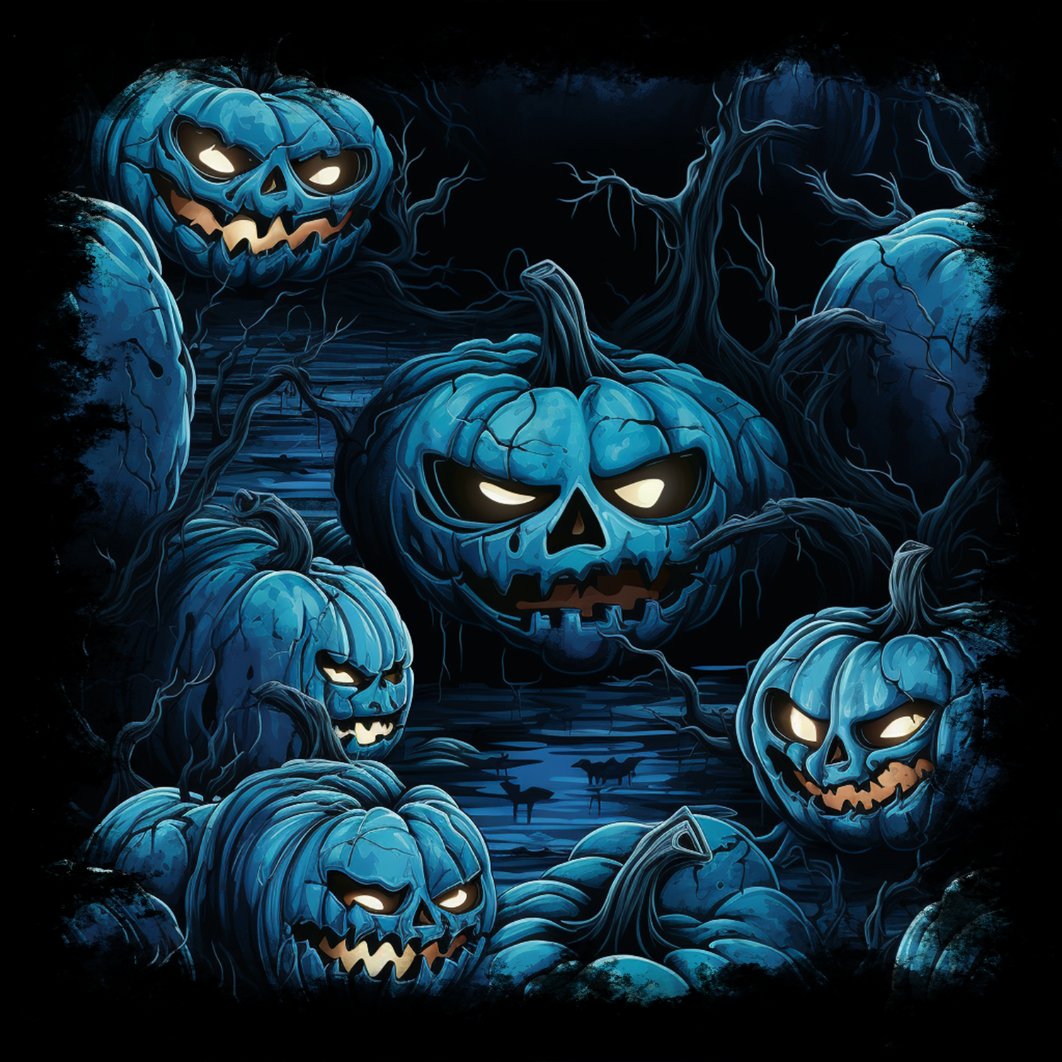 Spooky Blue Halloween Pumpkins