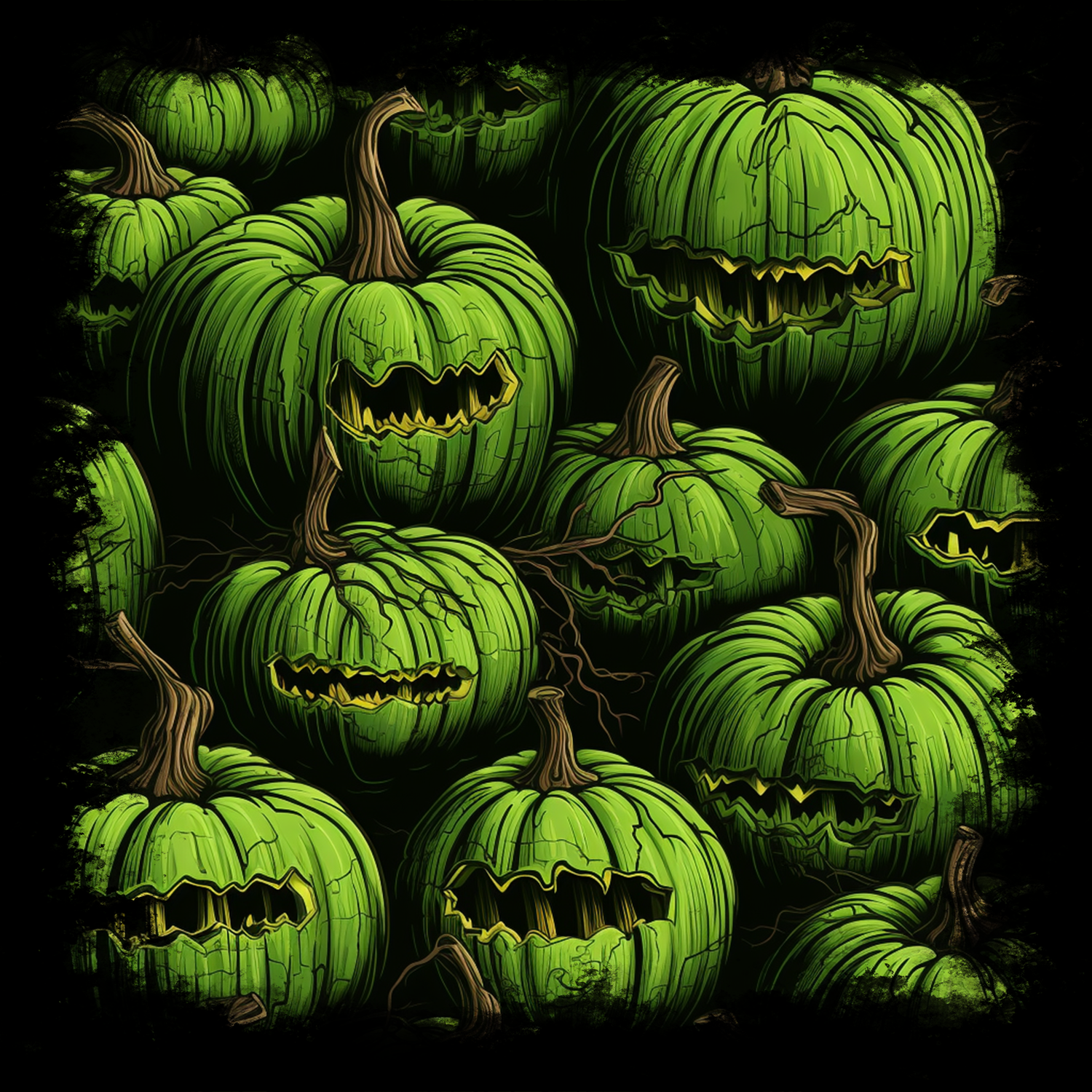 Spooky Green Halloween Blind Pumpkins