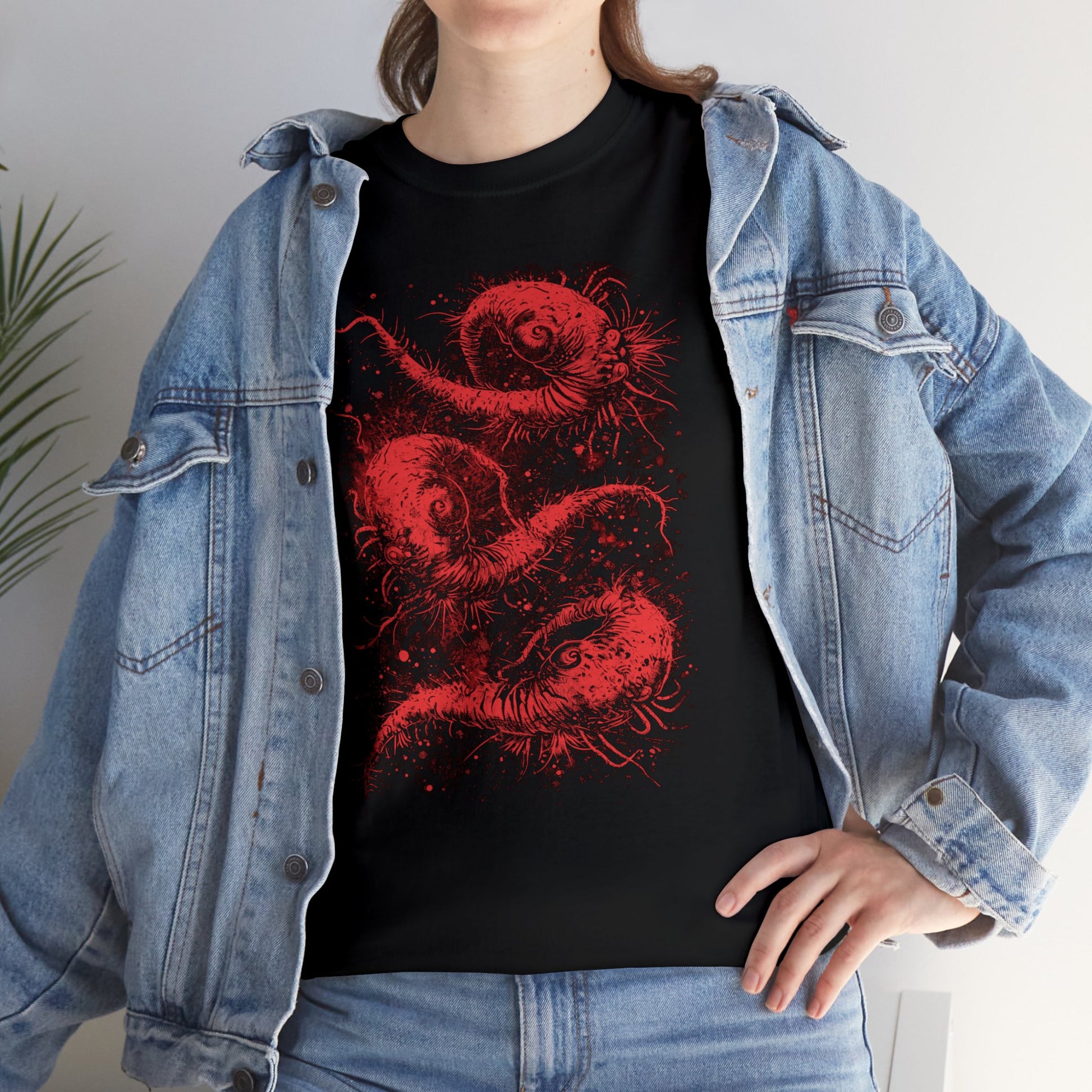 Unisex T-shirt Cosmic Worms in Red - Frogos Design