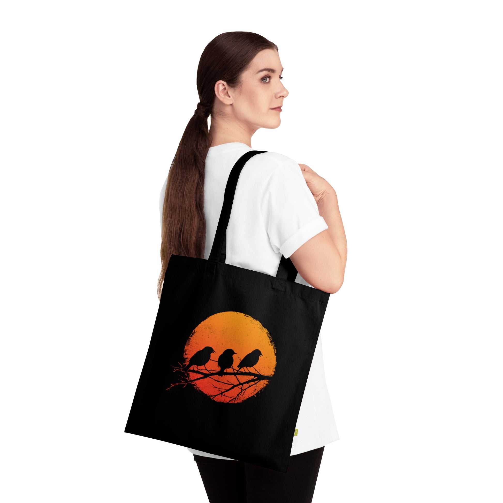 Tote Bag Birds in Orange Sun - Frogos Design