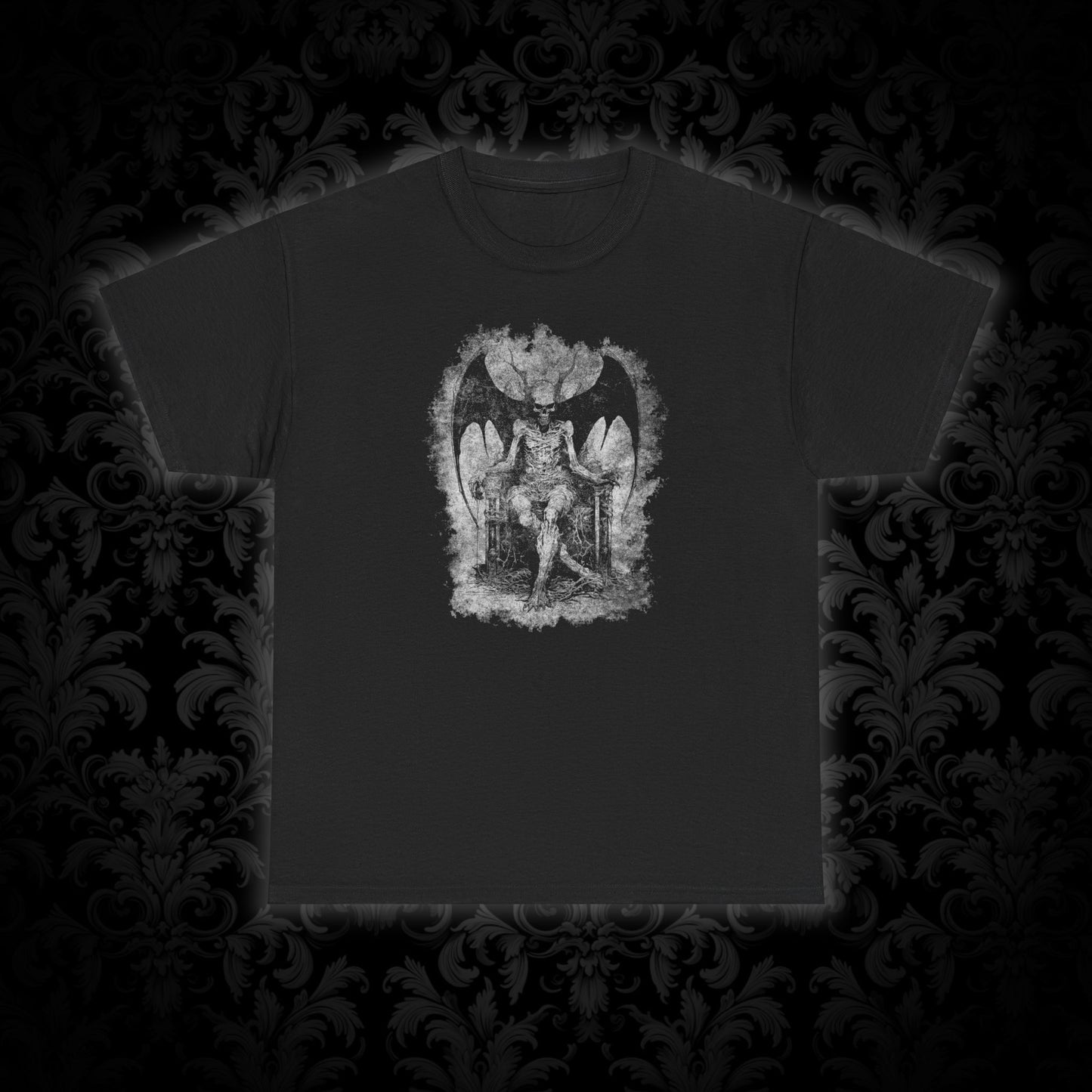 Unisex T-shirt Devil on his Throne in Grey