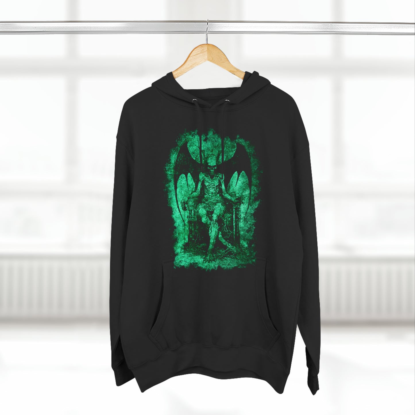 Unisex Pullover Hoodie Devil on his Throne - Green - Frogos Design