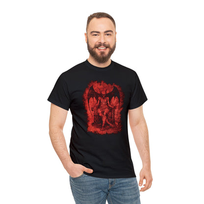 Unisex T-shirt Devil on his Throne in Red - Frogos Design