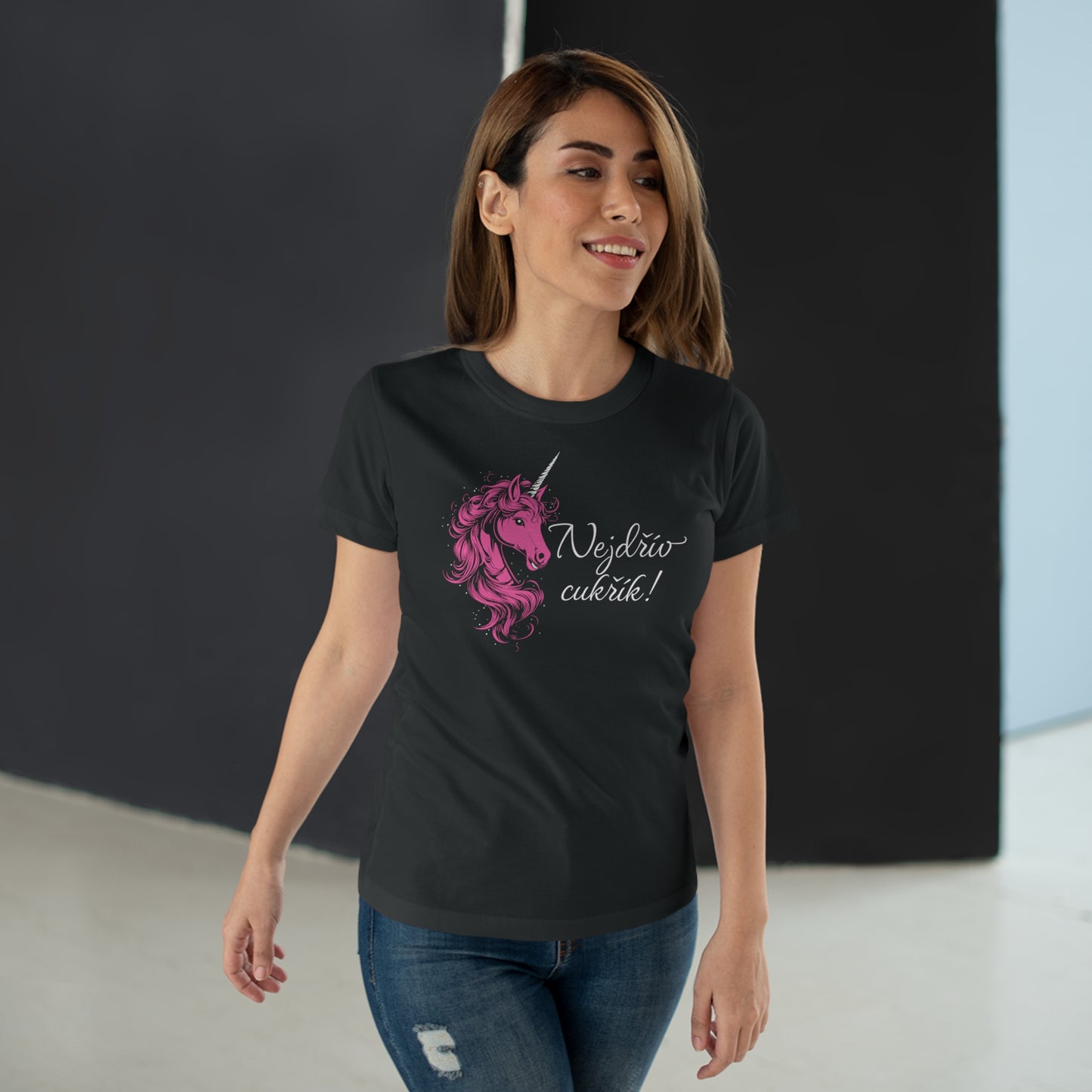 Women's T-shirt Unicorn - First candy in pink CZ Edition