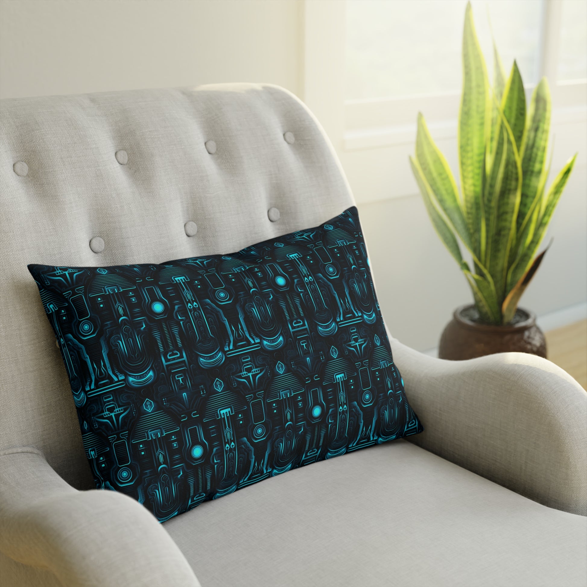 Cushions Dark Alien Structures in Blue - Frogos Design