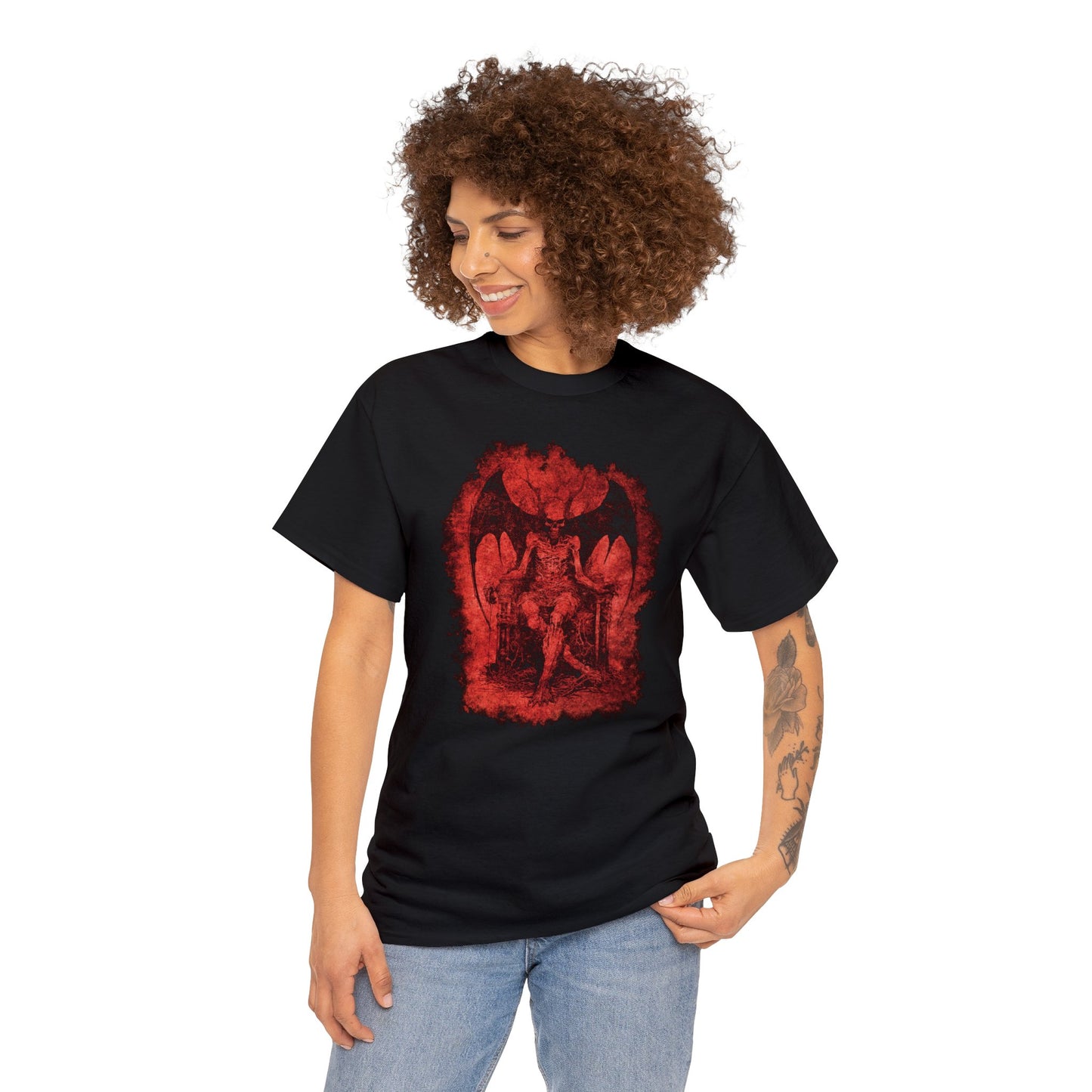 Unisex T-shirt Devil on his Throne in Red - Frogos Design