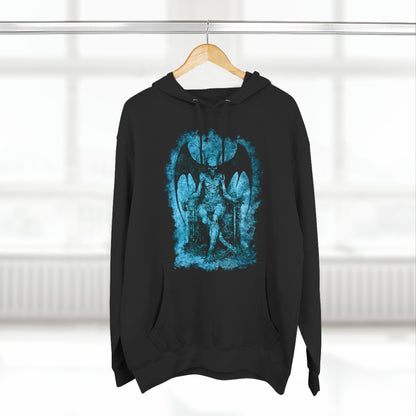 Unisex Pullover Hoodie Devil on his Throne - Blue - Frogos Design