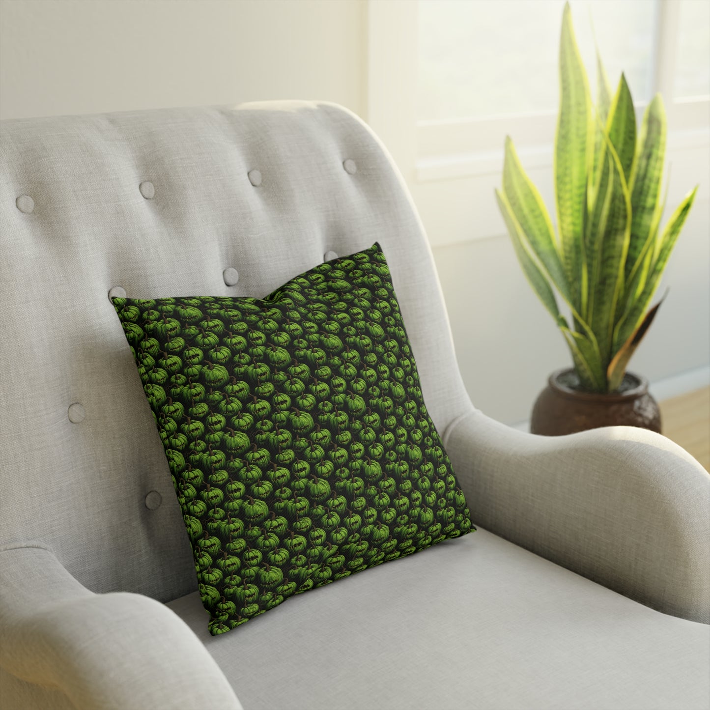 Cushions Spooky Green Halloween Blind Pumpkins - Frogos Design