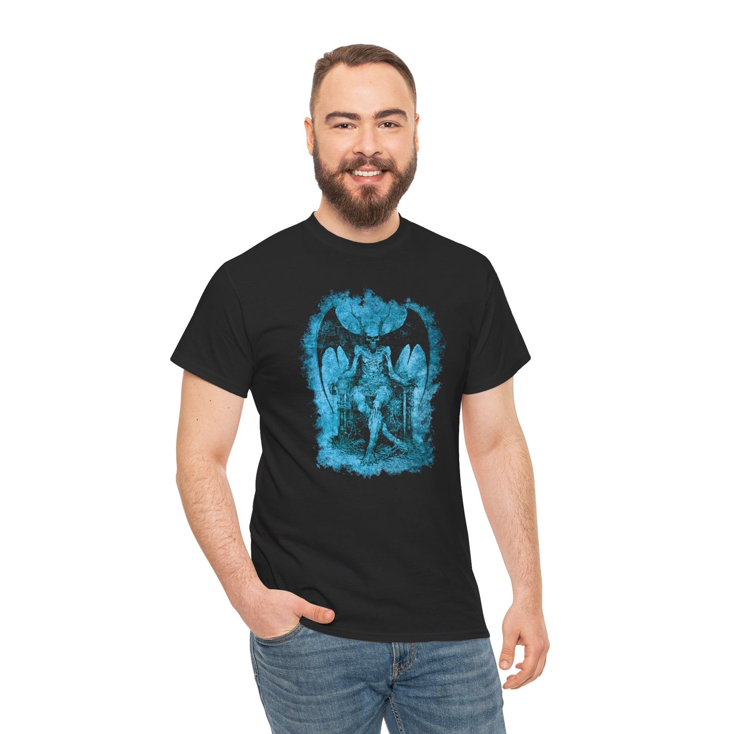 Unisex T-shirt Devil on his Throne in Blue