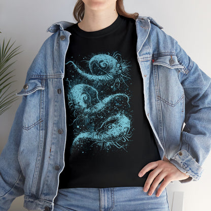 Unisex T-shirt Cosmic Worms in Blue - Frogos Design