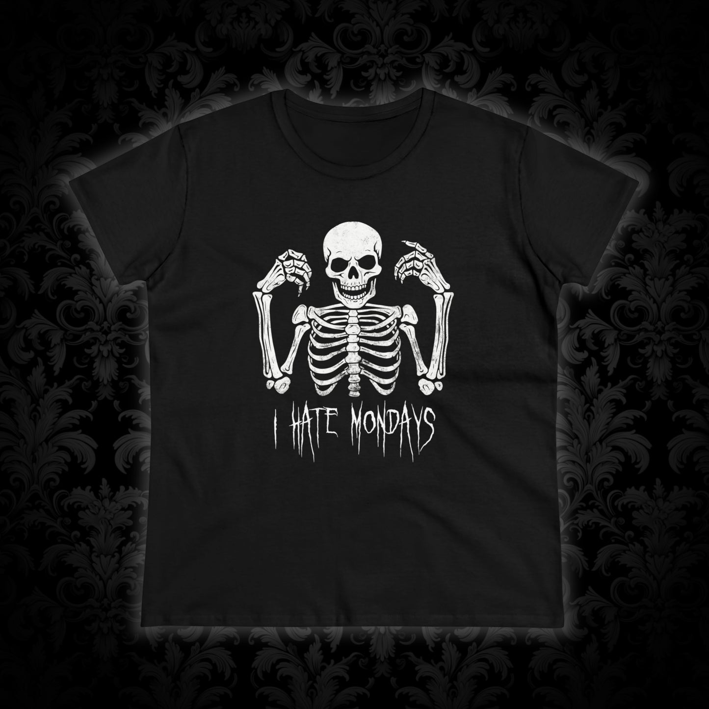 Women's T-shirt Skelly Hates Mondays - Frogos Design