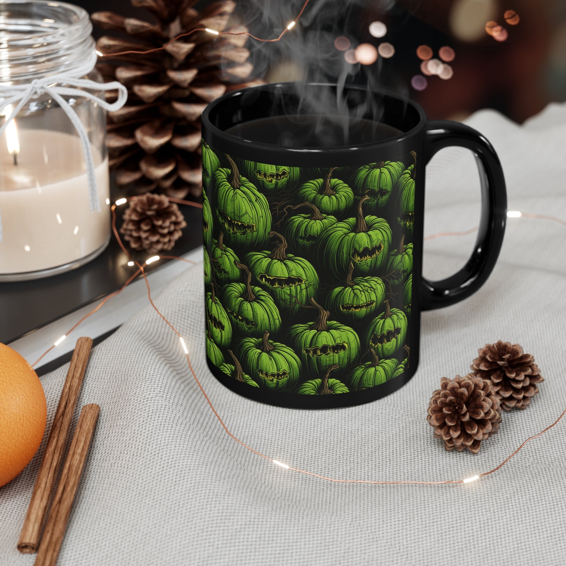 Mug Spooky Green Halloween Blind Pumpkins - Frogos Design