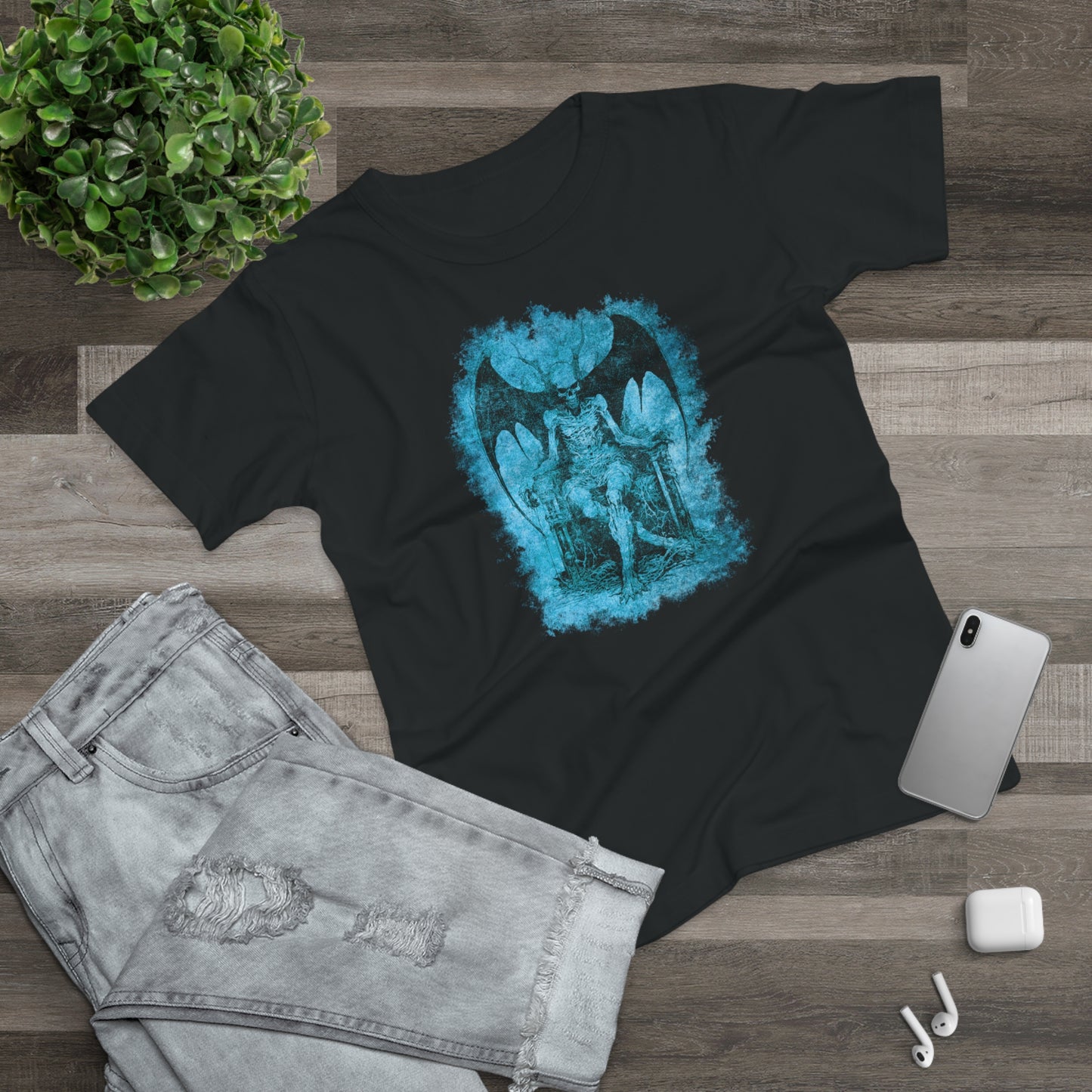 Women's T-shirt Devil on his Throne in Blue