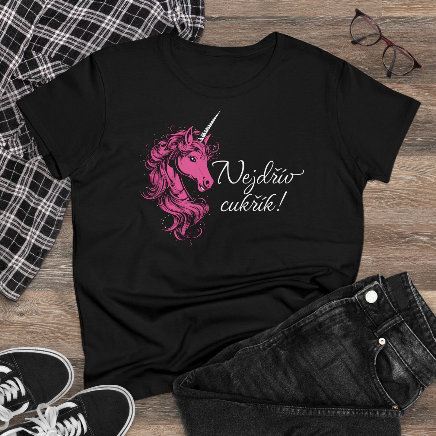 Women's T-shirt Unicorn - First candy in pink CZ Edition