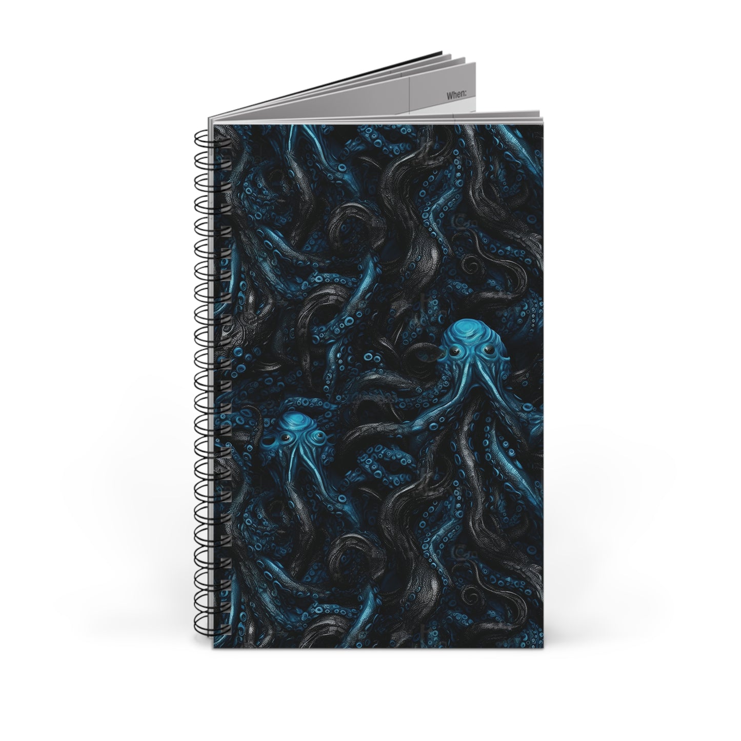 Spiral Notebook Blue Tentacles Horror - Frogos Design