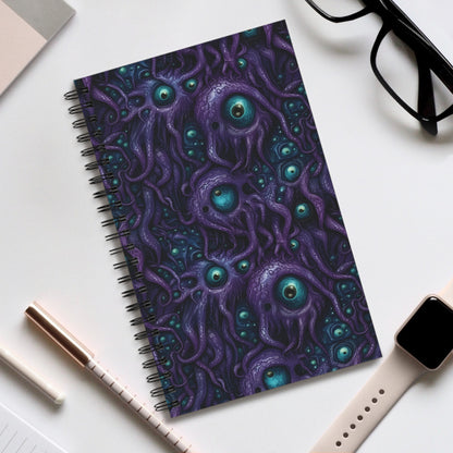 Spiral Notebook Purple Tentacloid Eyes - Frogos Design