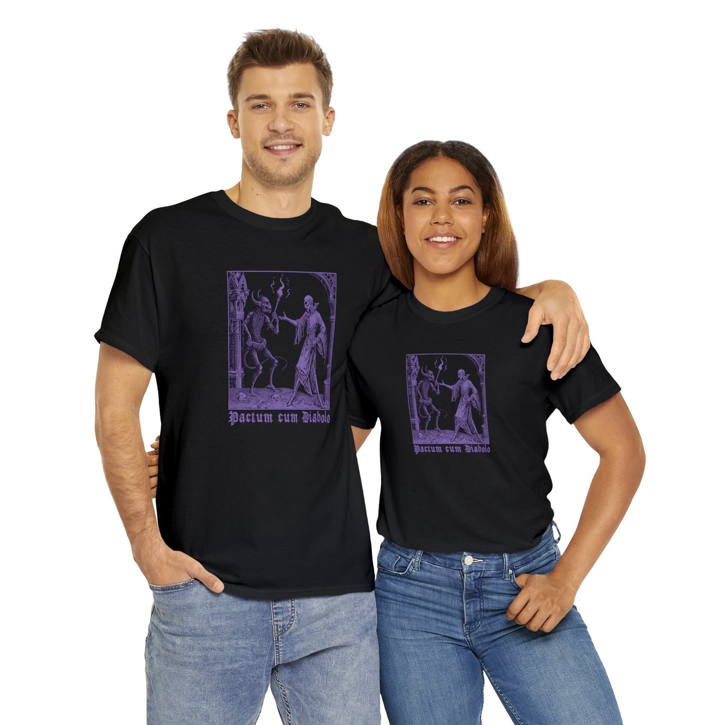 Unisex T-shirt Pactum cum Diabolo in Purple - Frogos Design