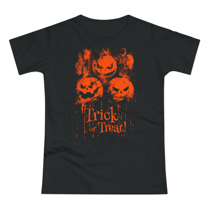 Women's T-shirt Halloween Pumpkins Trick or Treat in Orange