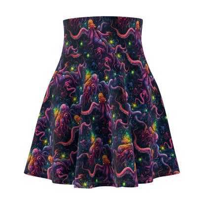 Women's Skater Skirt Purple Cosmic Tentacles - Frogos Design