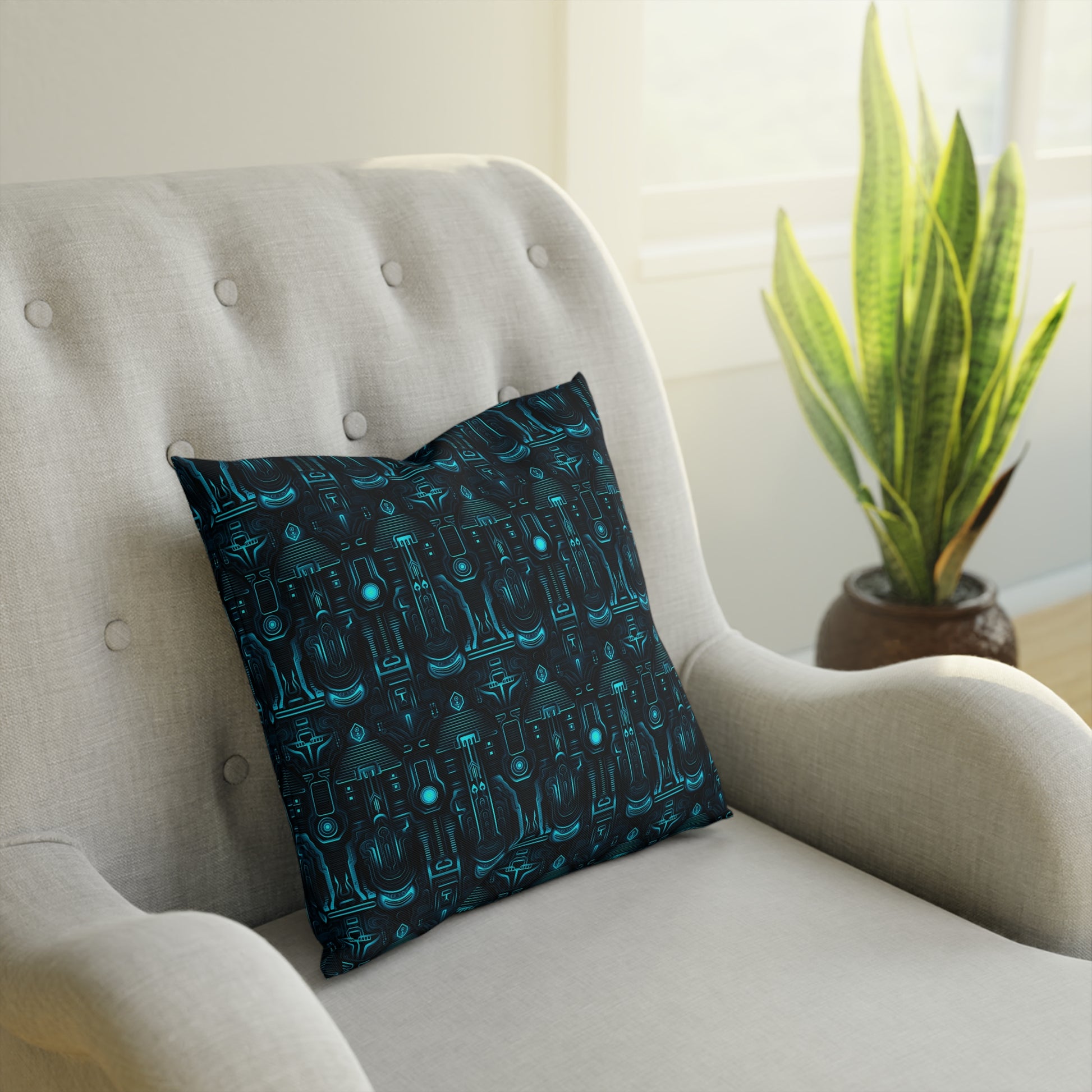 Cushions Dark Alien Structures in Blue - Frogos Design