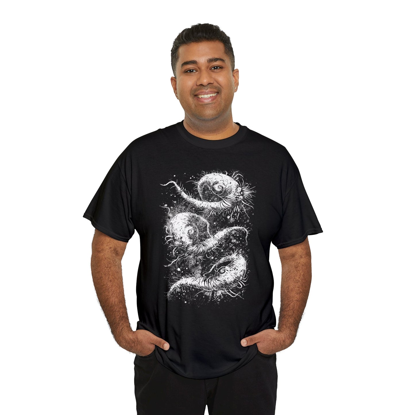 Unisex T-shirt Cosmic Worms in White - Frogos Design