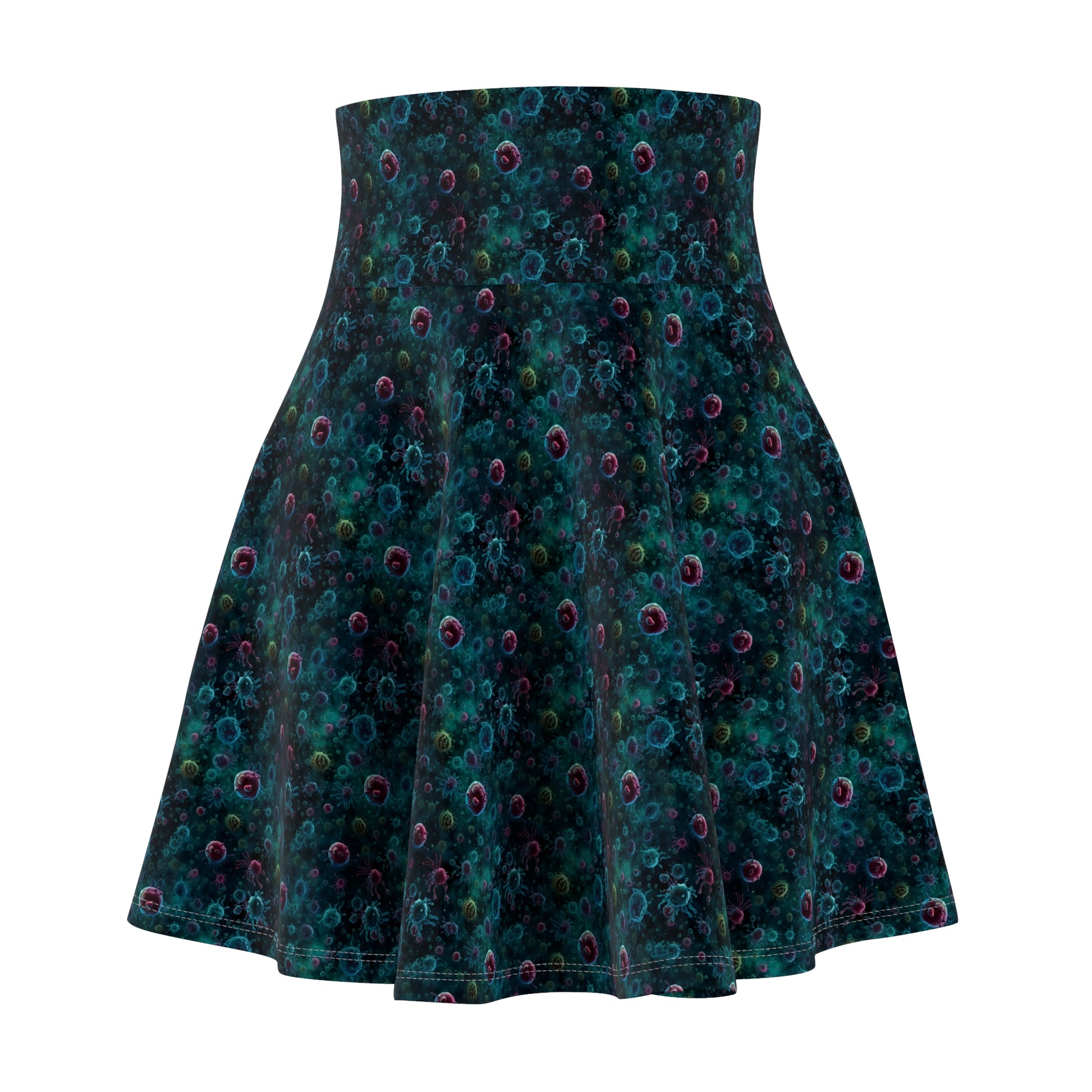 Women's Skater Skirt Blue Bacteria - Frogos Design