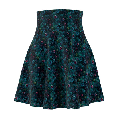 Women's Skater Skirt Blue Bacteria - Frogos Design