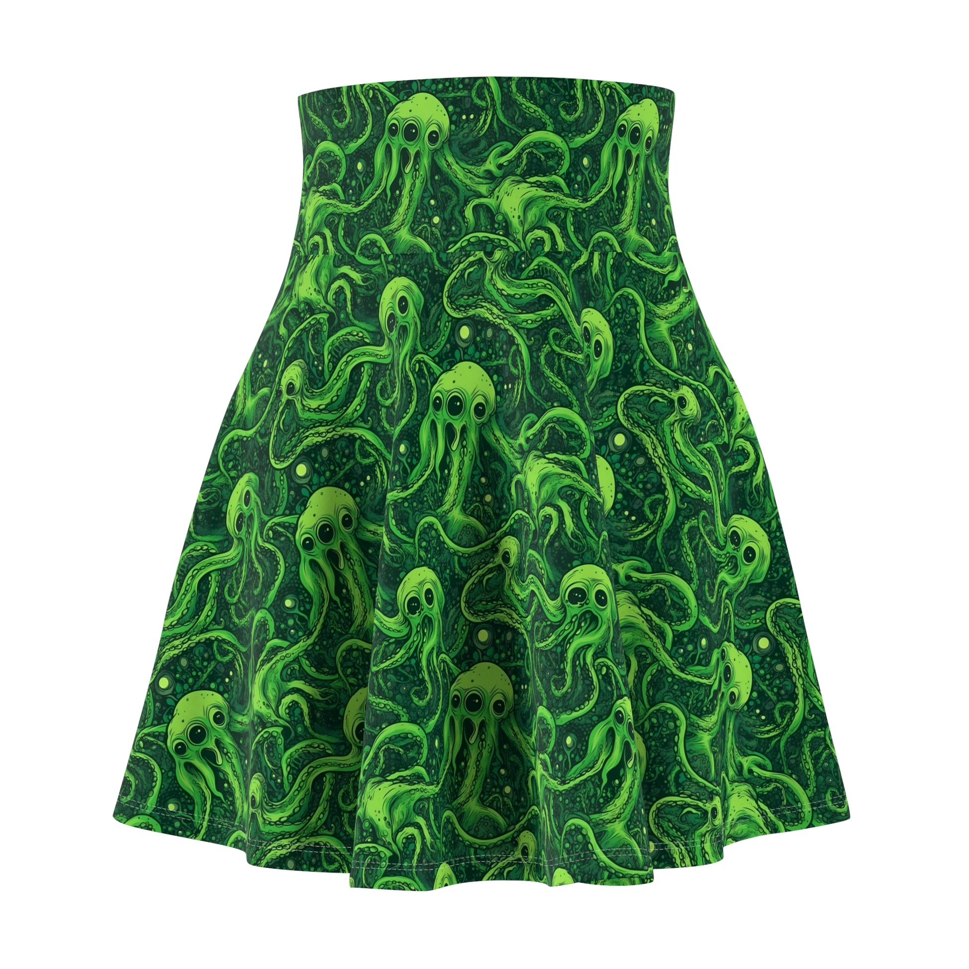 Women's Skater Skirt Greeny Tentacles Horror - Frogos Design