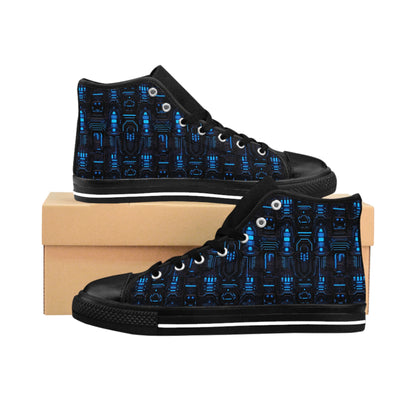 Classic Sneakers Dark Alien Structures in Blue - Frogos Design