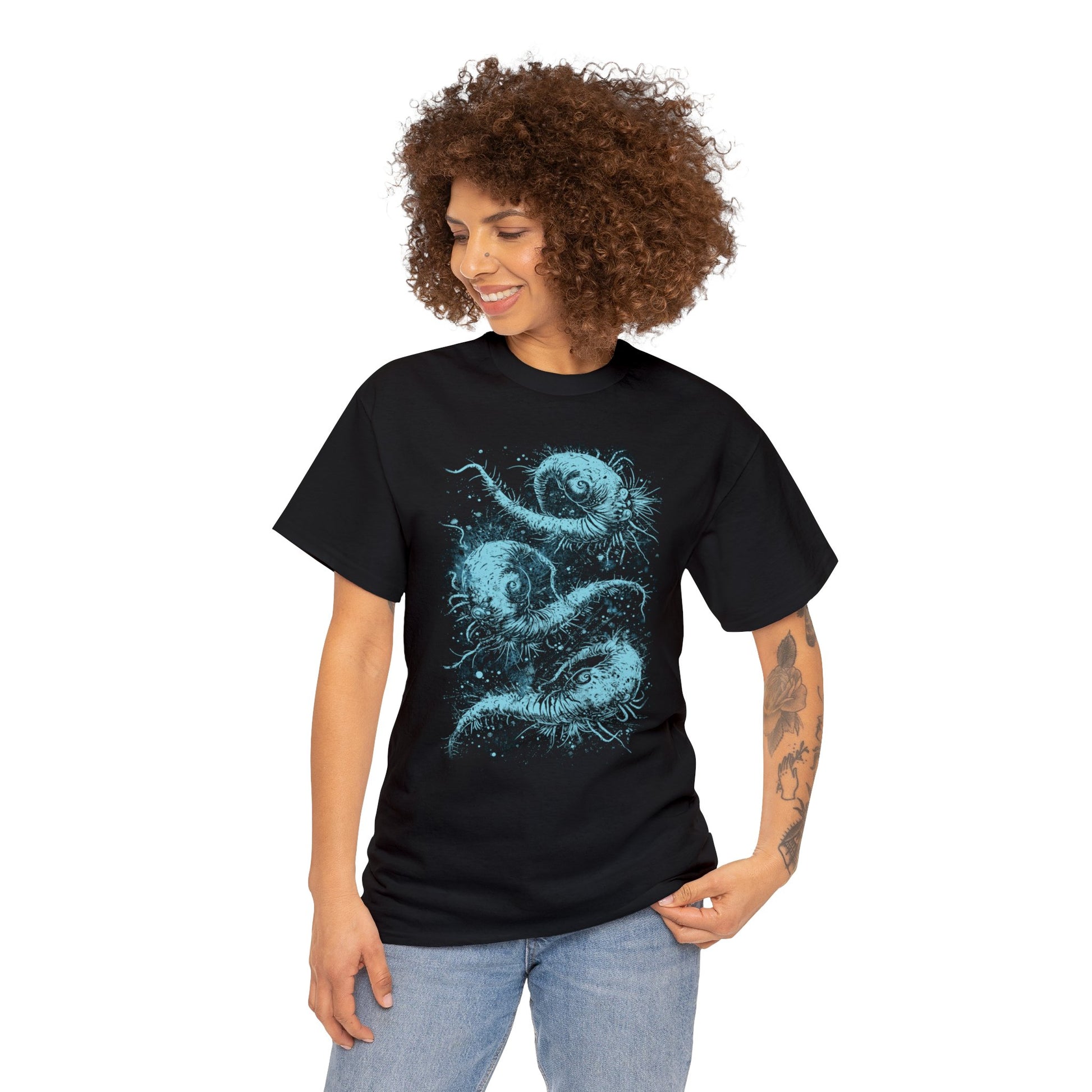 Unisex T-shirt Cosmic Worms in Blue - Frogos Design