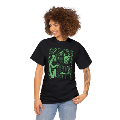 Unisex T-shirt Pact with the Devil in Green - Frogos Design