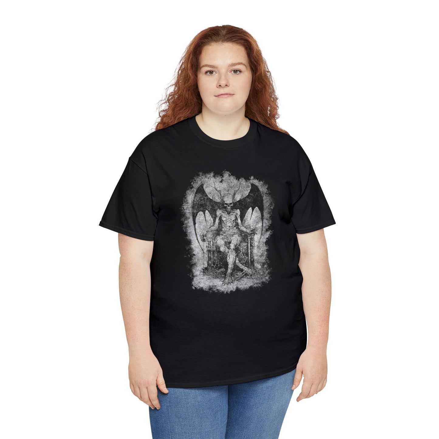 Unisex T-shirt Devil on his Throne in Grey - Frogos Design