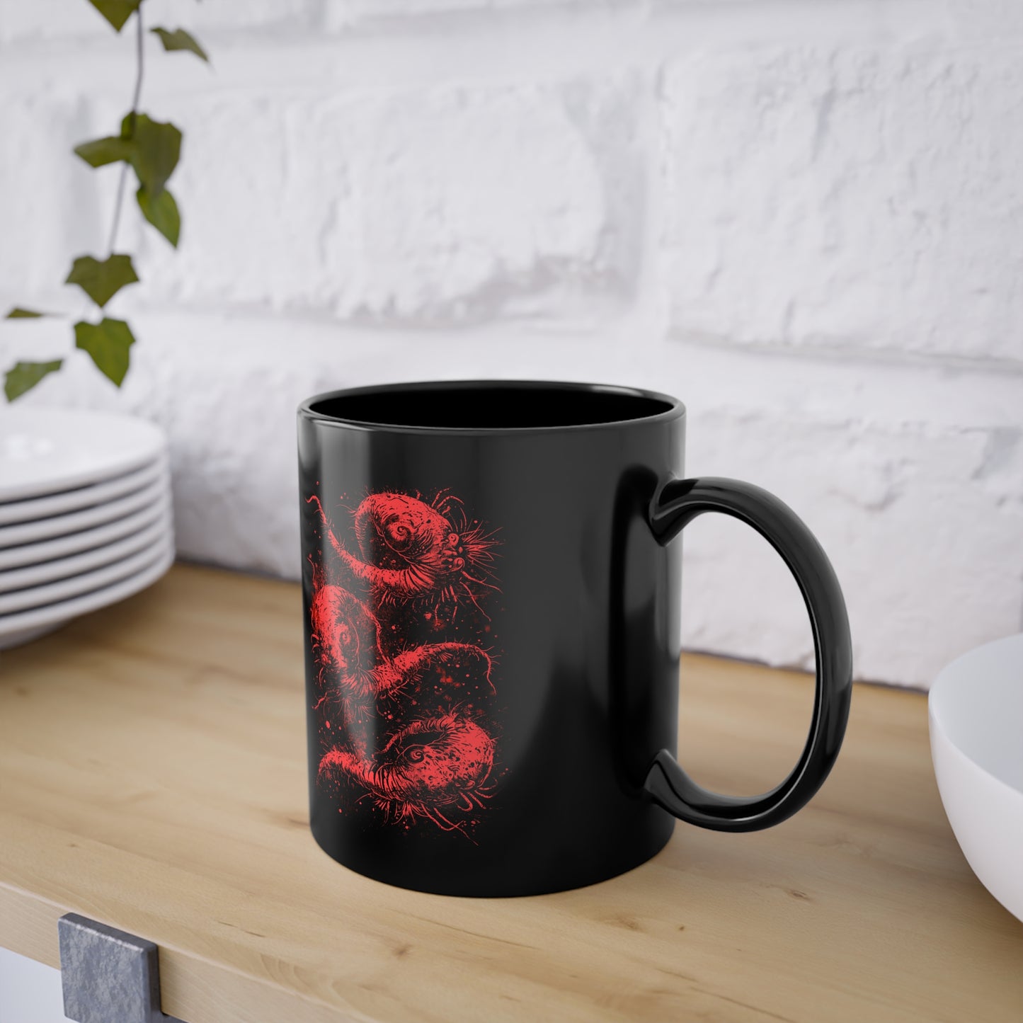 Mug Cosmic Worms in Red