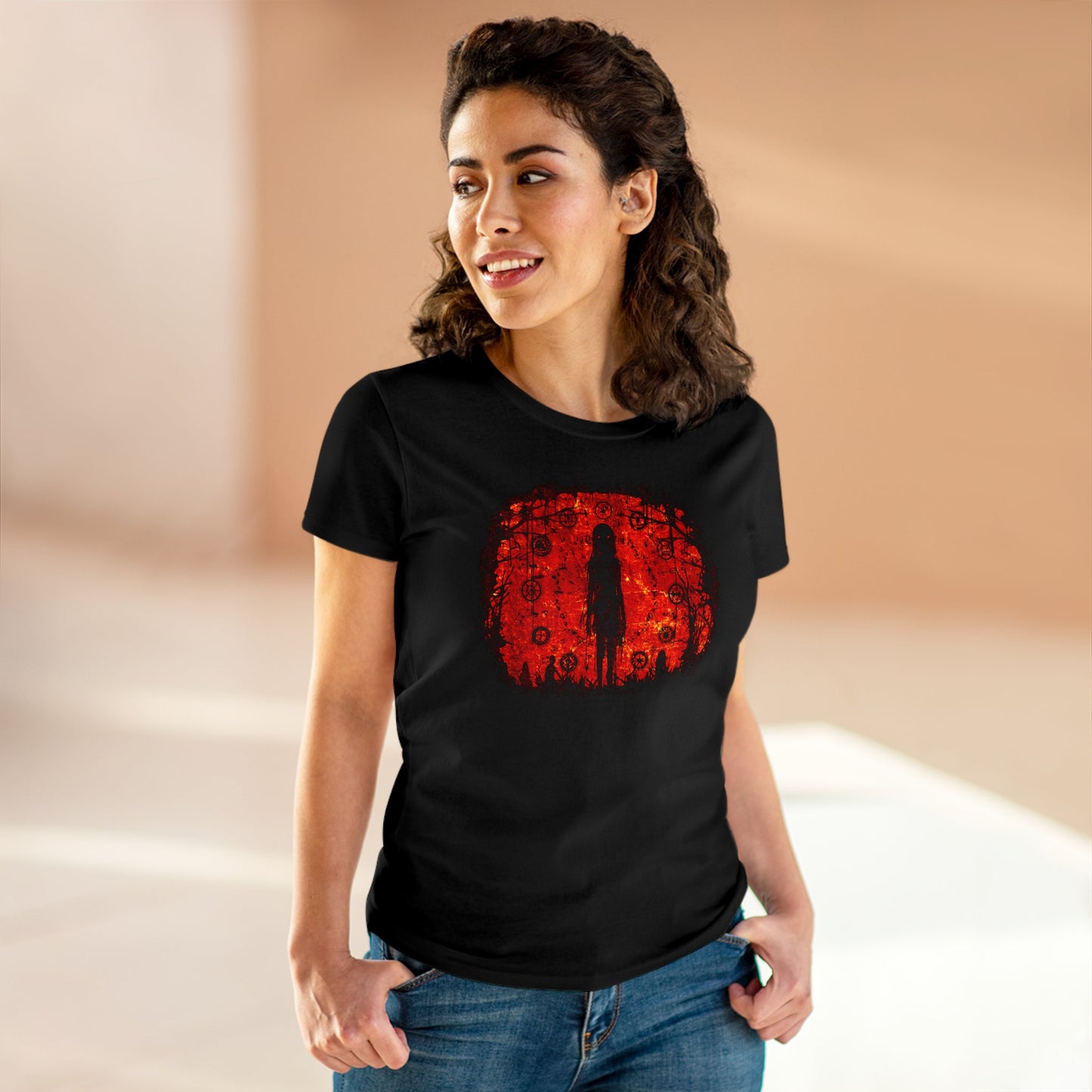 Women's T-shirt Evil is Here in Red - Frogos Design