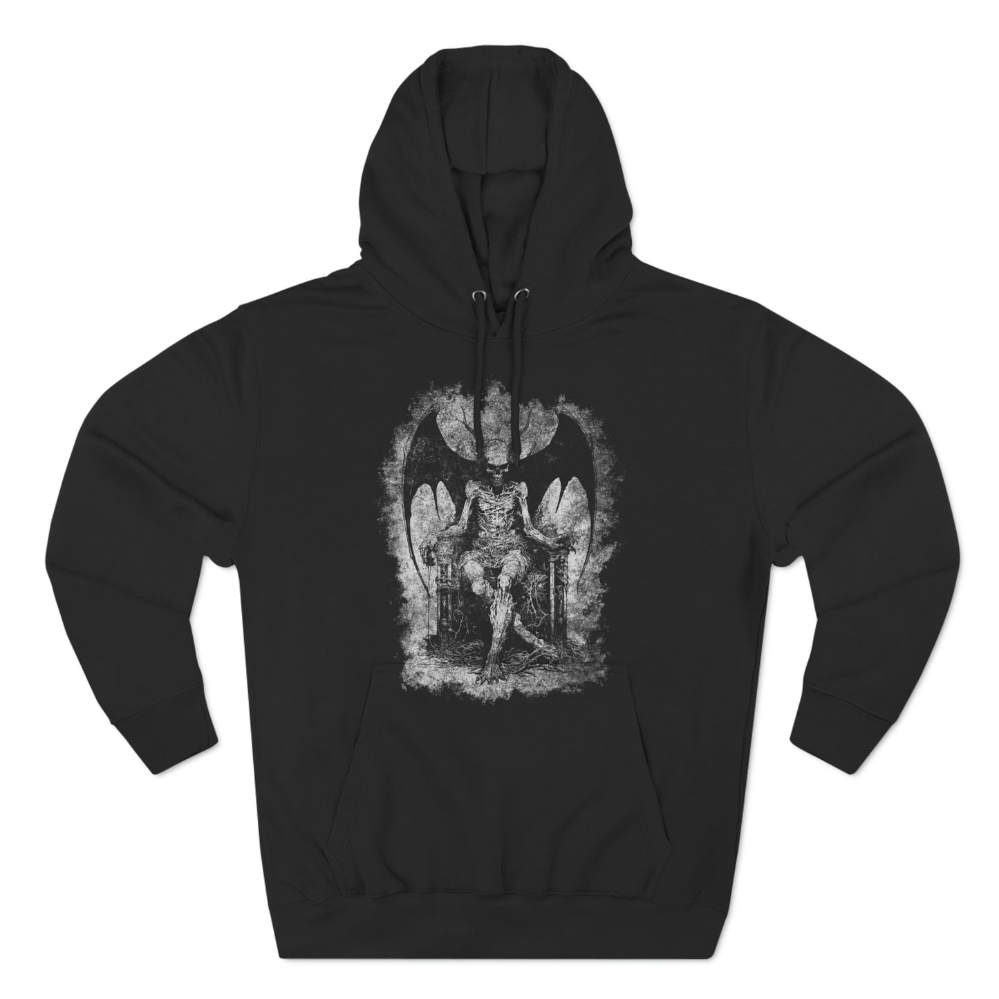 Unisex Pullover Hoodie Devil on his Throne - Grey - Frogos Design