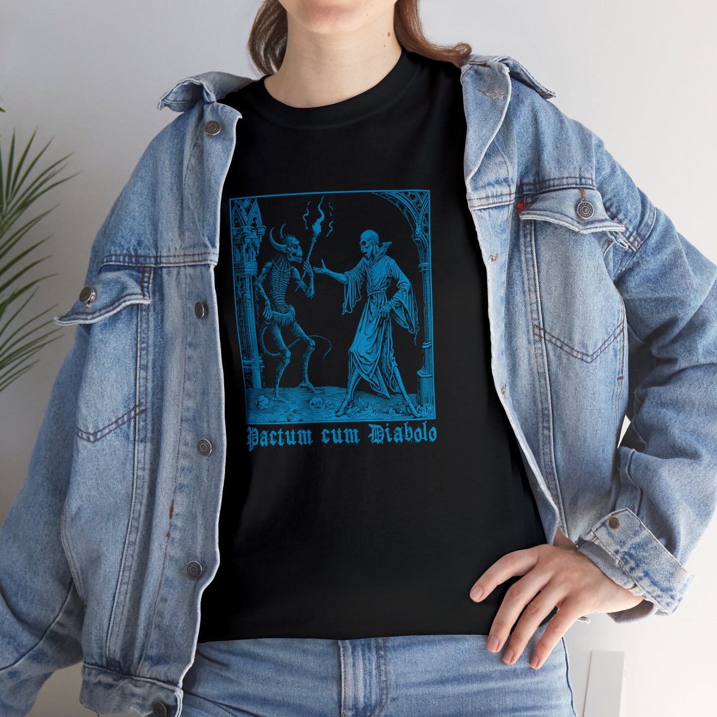 Unisex T-shirt Pactum cum Diabolo in Blue - Frogos Design