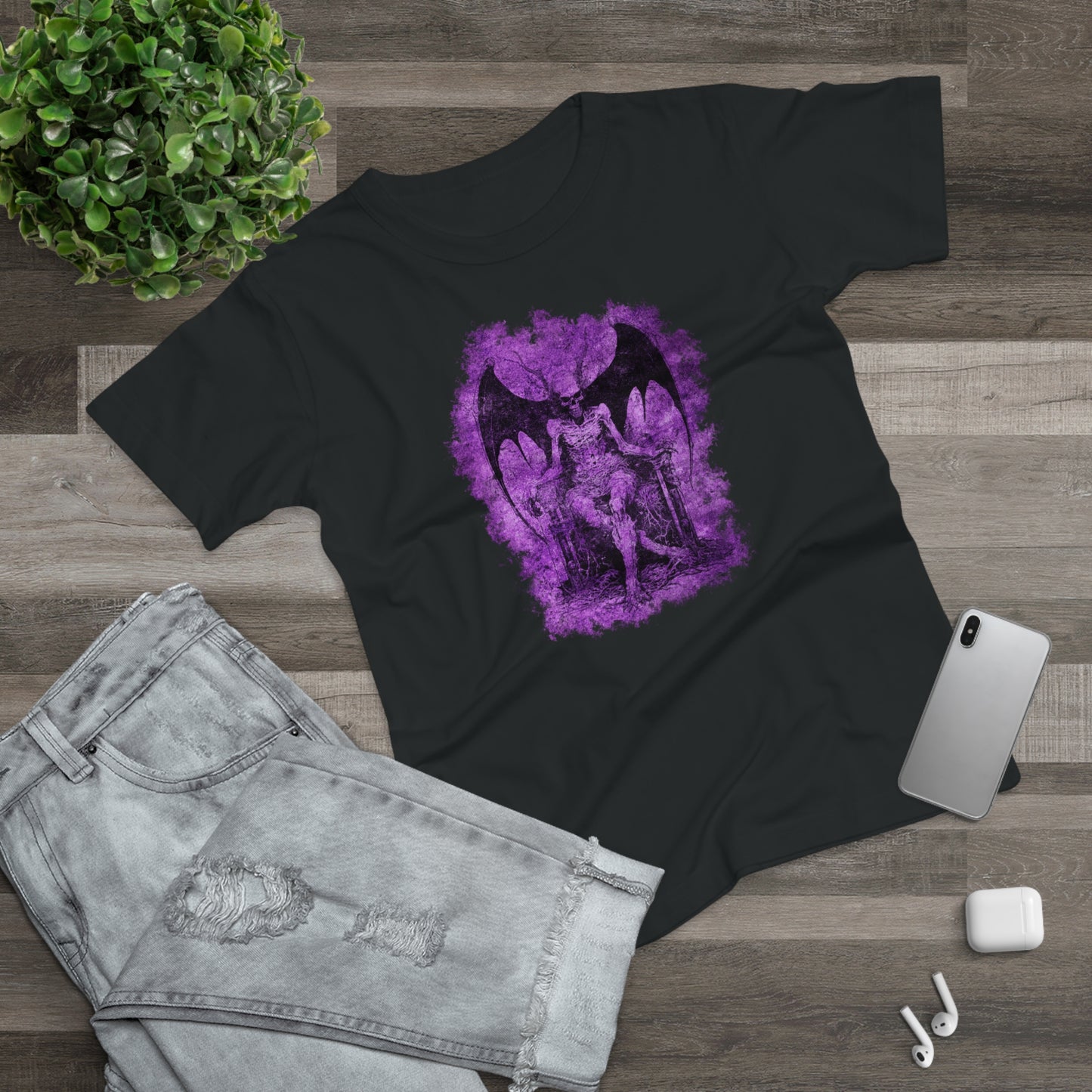 Women's T-shirt Devil on his Throne in Purple