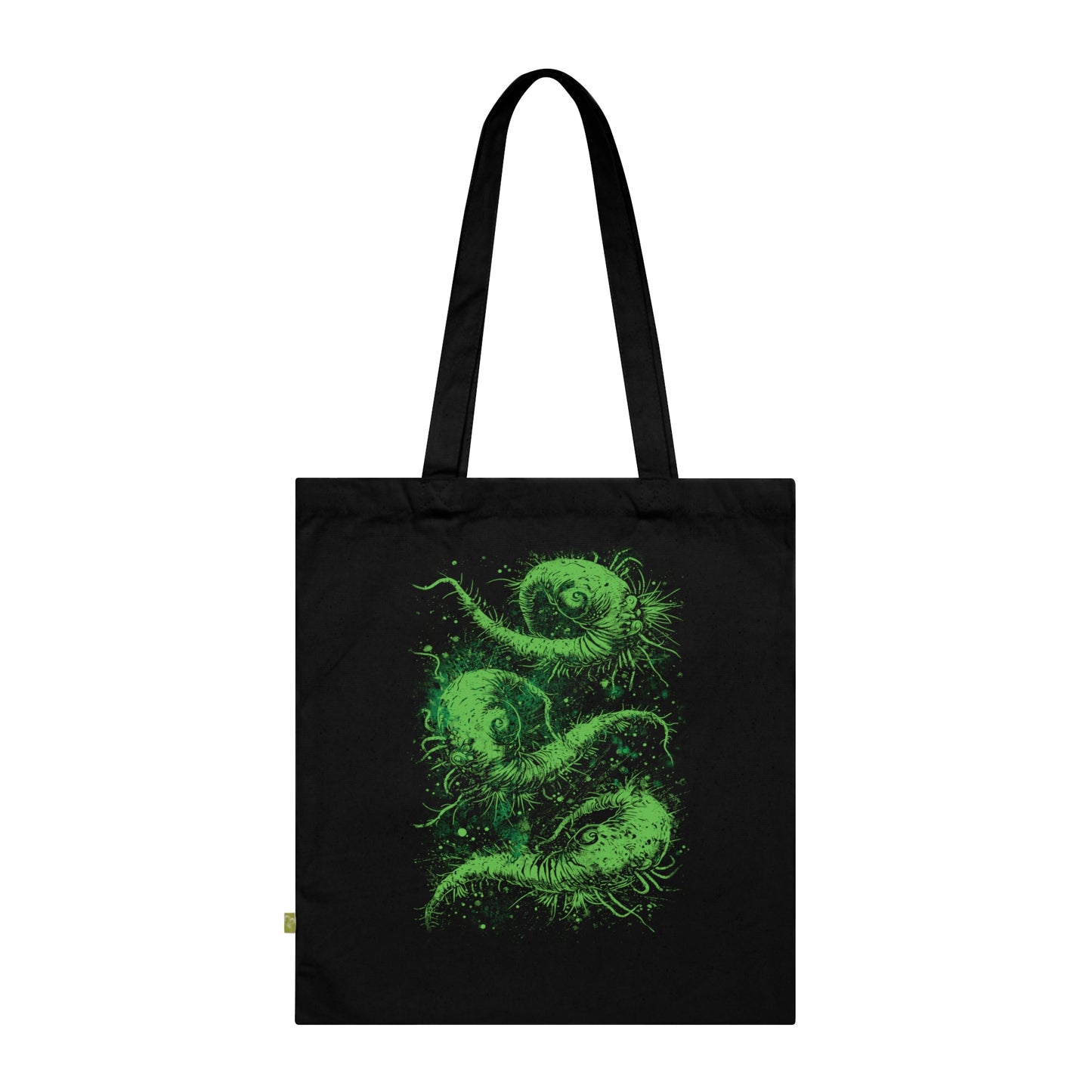 Tote Bag Cosmic Worms in Green - Frogos Design