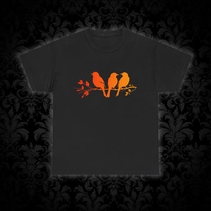 Unisex T-shirt Birds on a Branch in Orange