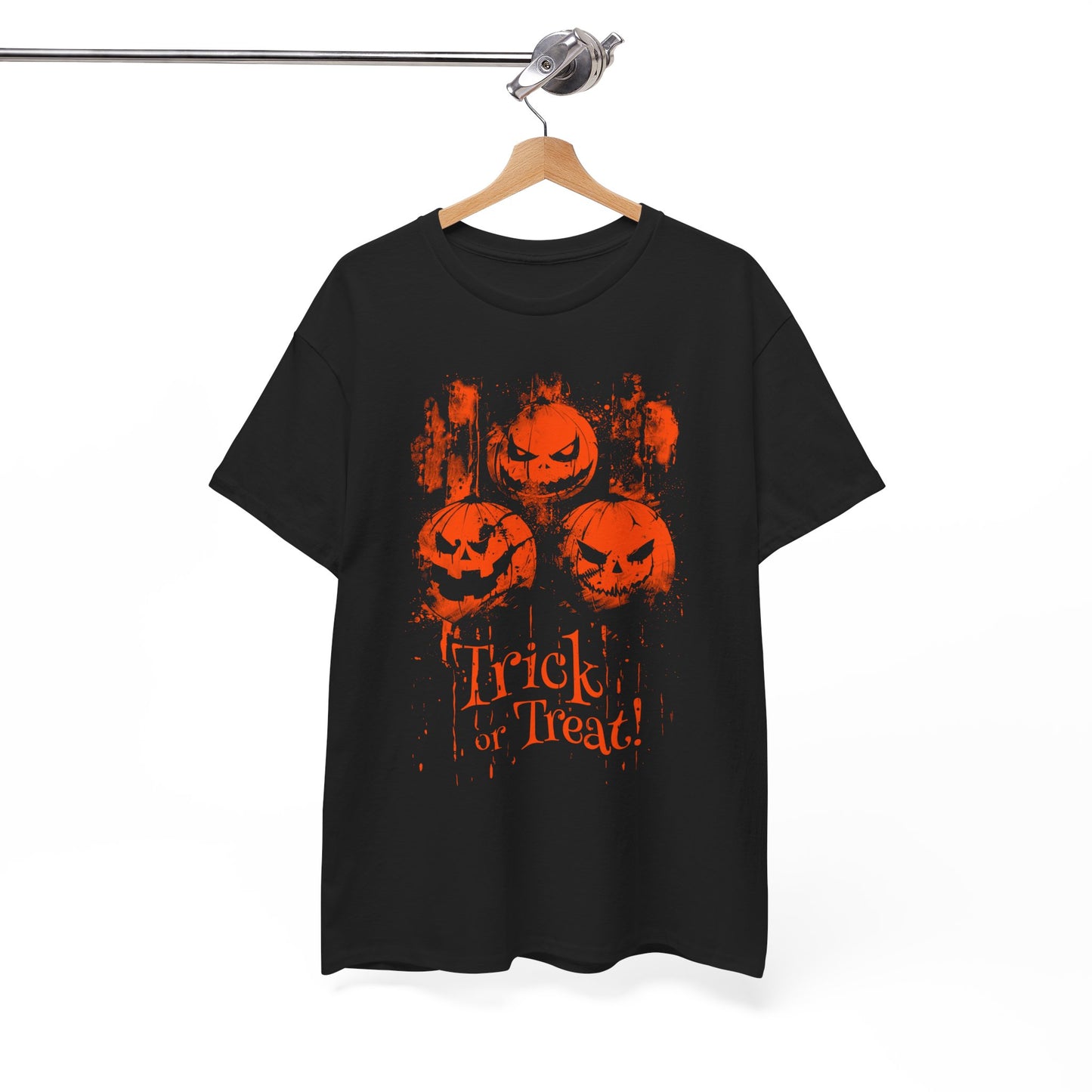 Unisex T-shirt Halloween Pumpkins Trick or Treat in Orange